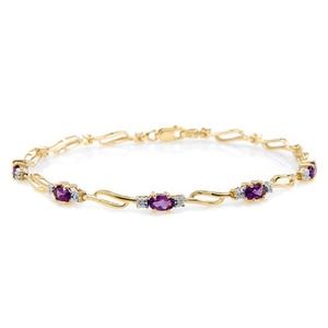 GOLD TENNIS BRACELET WITH AMETHYSTS & DIAMONDS